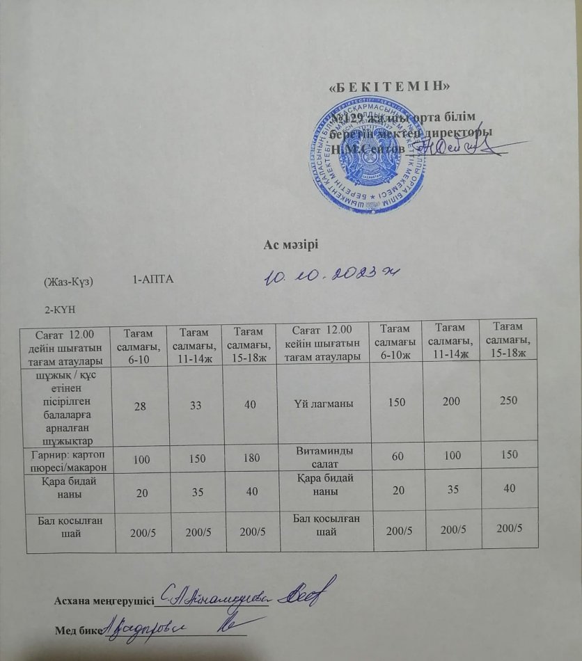 Ас мәзірі 10.10.2023ж