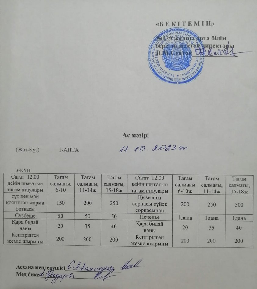 Ас мәзірі 11.10.2023ж