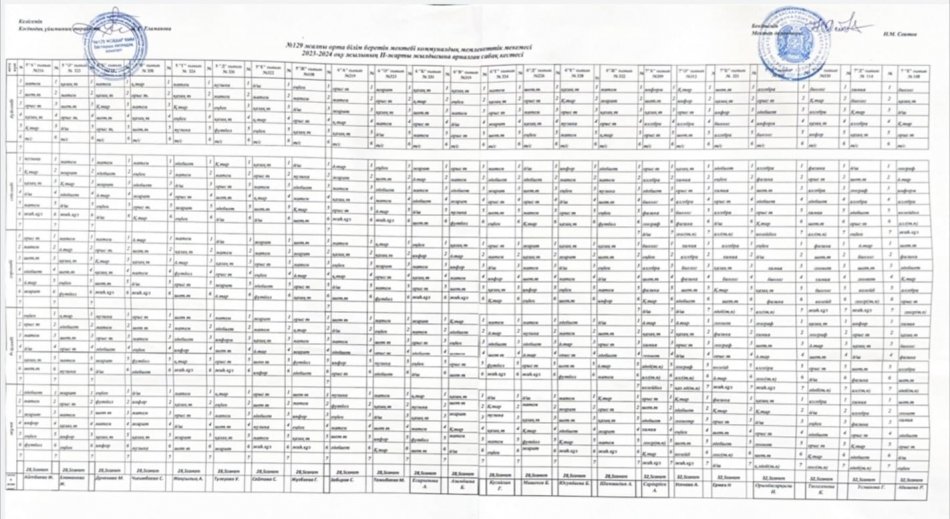 ІІ ауысымның ІІ жартыжылдық сабақ кестесі 2023-2024 оқу жылы